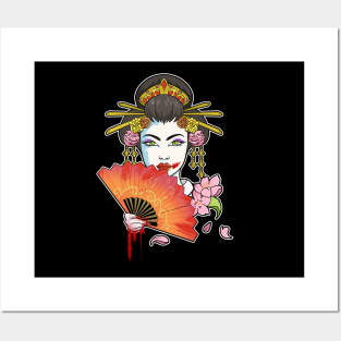 Zombie Girl Floral Geisha Posters and Art